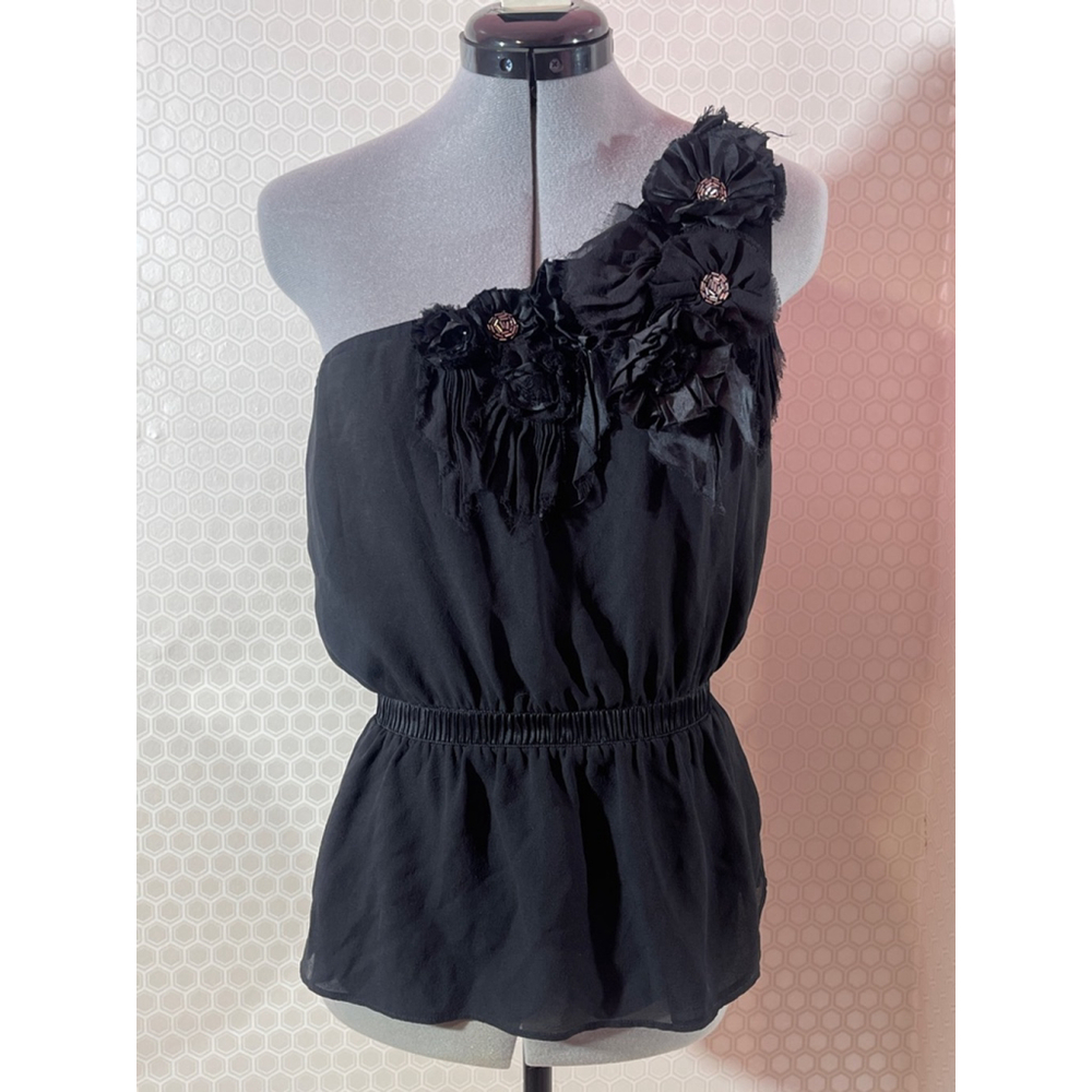 Women's Bebe One Shoulder Top Size S Black - Picture 1 of 8